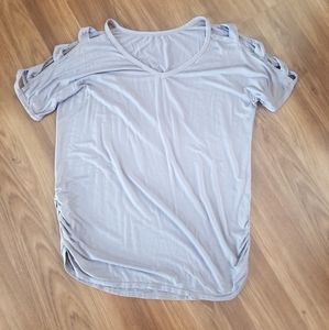 Gray Cut out Sleeve Top